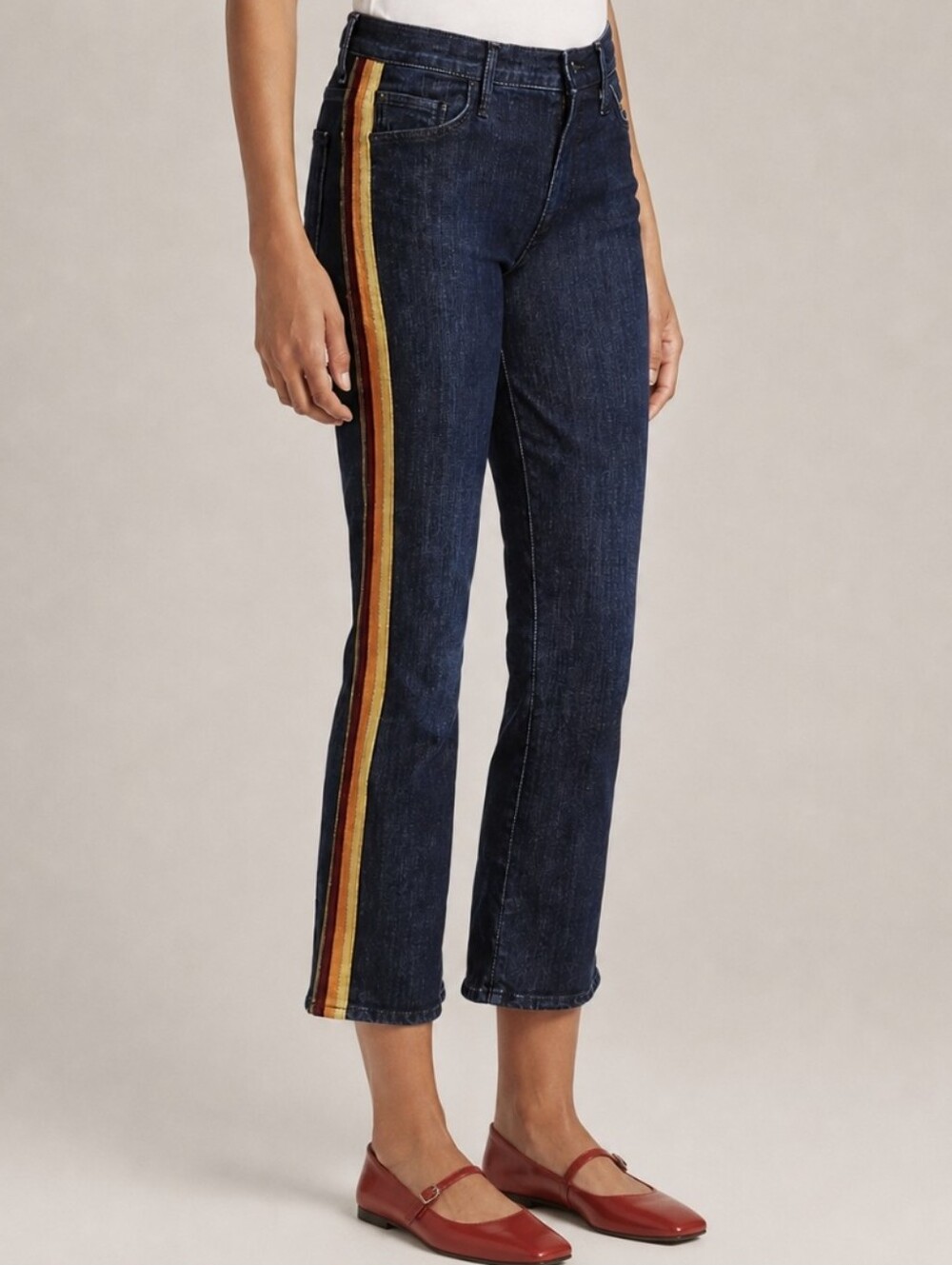 Mother Denim The Insider Crop Swept Away In Glitter Racer Jeans Women's Size 25